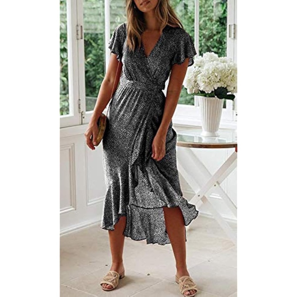 Black and white wrap dress - Picture 4 of 16